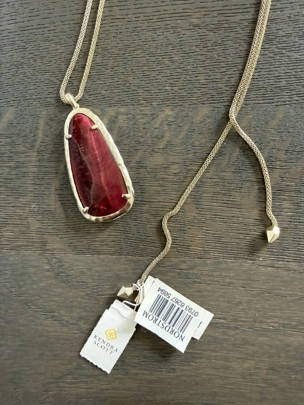 NWT Kendra Scott Elisa Red Stone 14K Gold-Plated Pendant Statement Necklace
